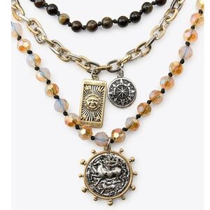 ZARA SS2025 Set of 4 Beaded and Mixed Metal Coin Charm Necklaces